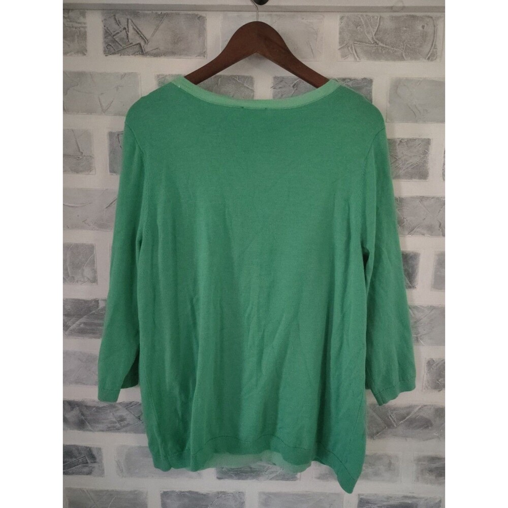 Talbots Charming Cardigan Set Sz 1X Green Classic Layered Casual Workwear Preppy - Picture 3 of 7
